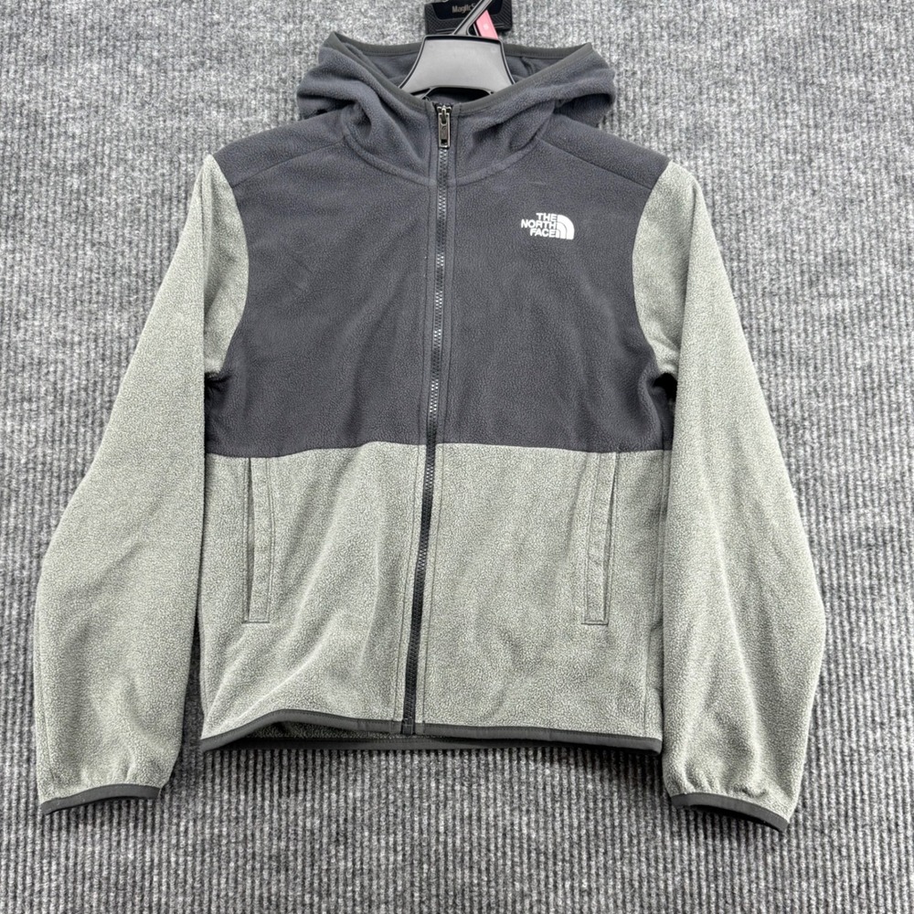 The North Face Fleece Hoodie Teen L/12 Grey Good Full Zip Colorblock Jacket